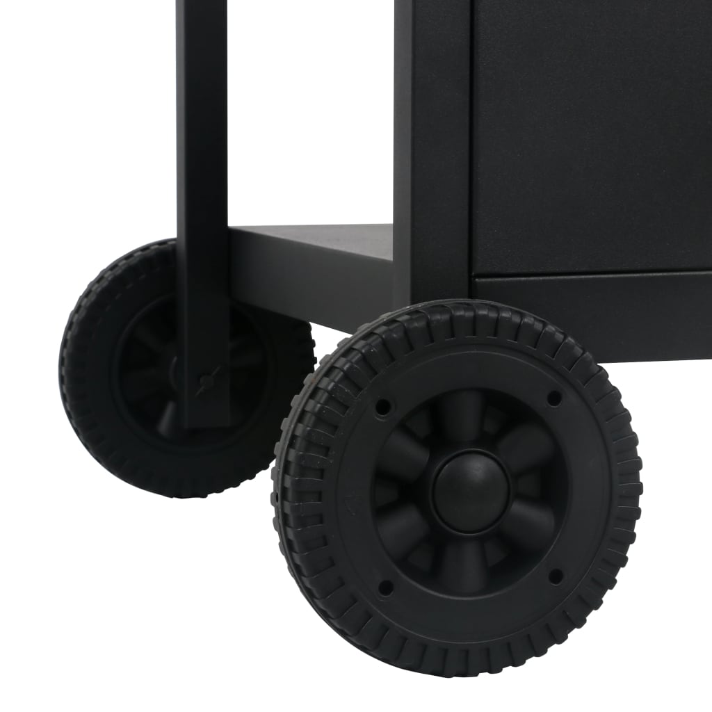 Gasgrill mit Beistelltisch auf 3 Ebenen Schwarz und Silbern