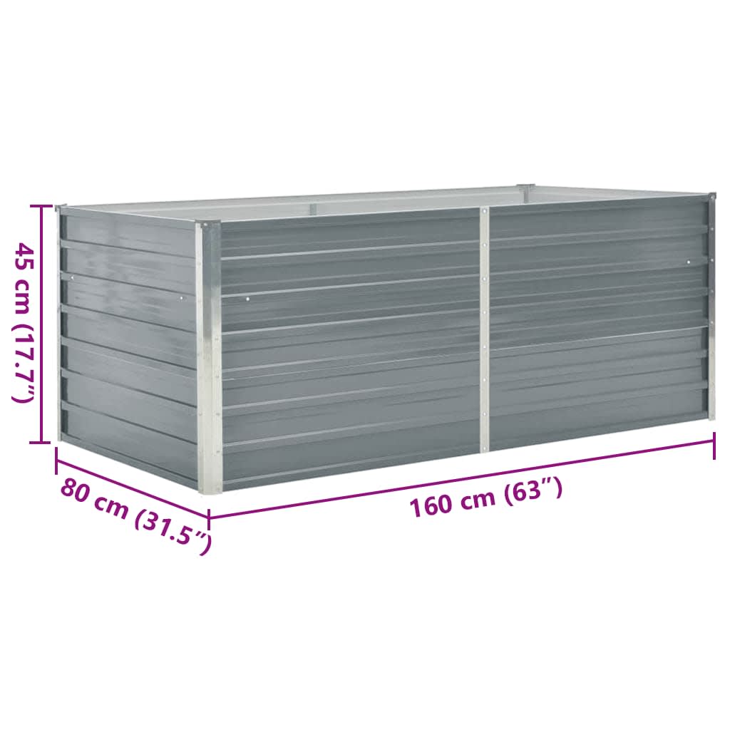 Hochbeet 160 x 80 x 45 cm Verzinkter Stahl Grau