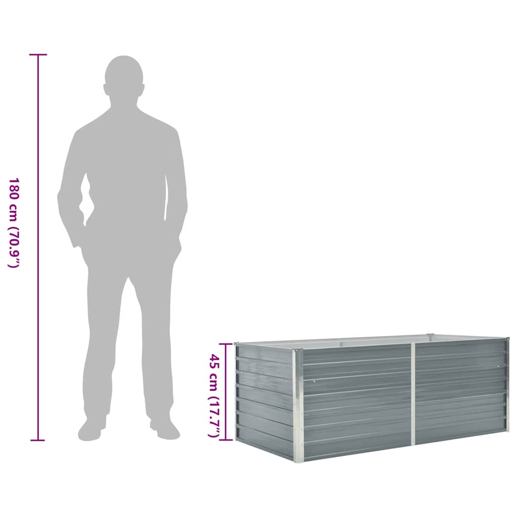 Hochbeet 160 x 80 x 45 cm Verzinkter Stahl Grau