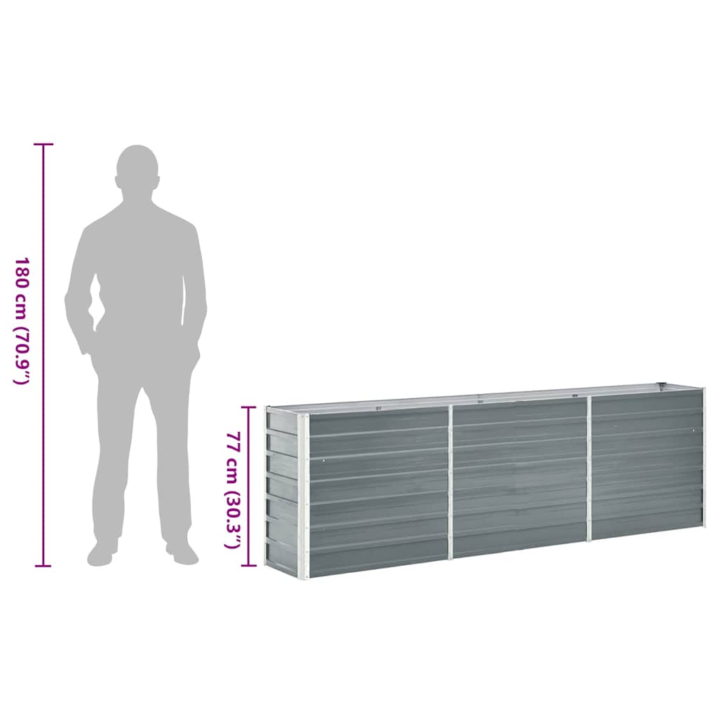 Hochbeet Verzinkter Stahl 240x40x77 cm Grau