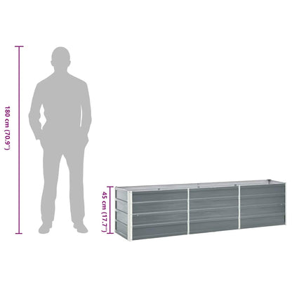 Garten-Hochbeet Verzinkter Stahl 240×40×45 cm Grau