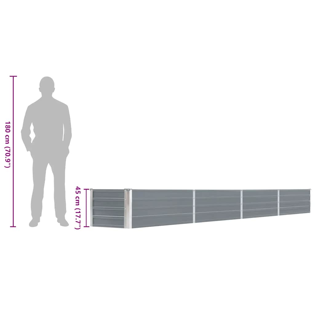 Garten-Hochbeet Verzinkter Stahl 320×40×45 cm Grau