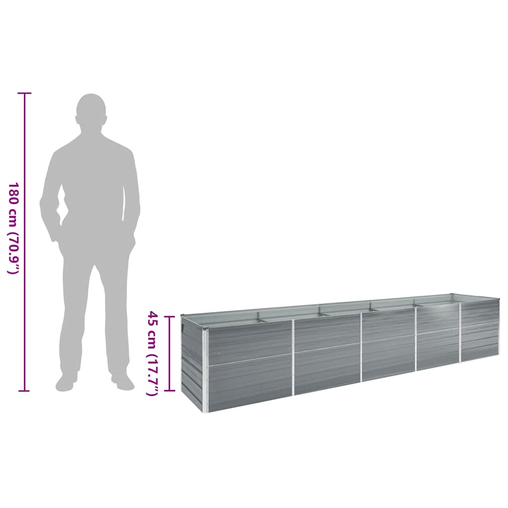 Garten-Hochbeet Verzinkter Stahl 400x80x45 cm Grau