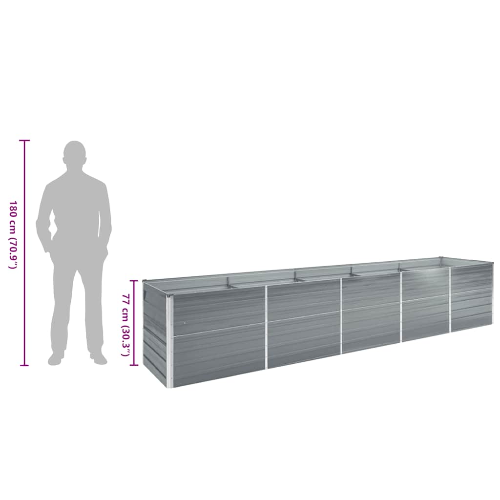 Garten-Hochbeet Verzinkter Stahl 400×80×77 cm Grau