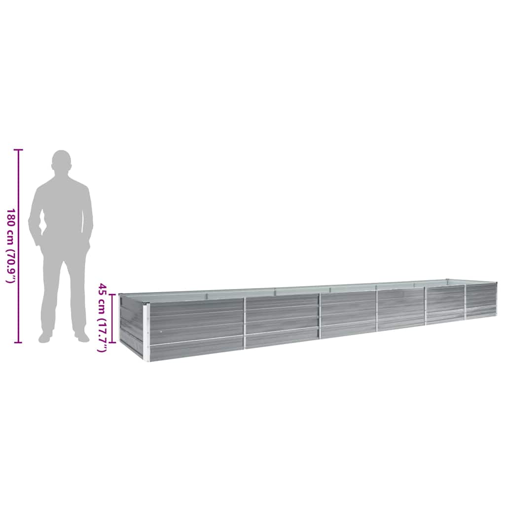 Garten-Hochbeet Verzinkter Stahl 480x80x45 cm Grau