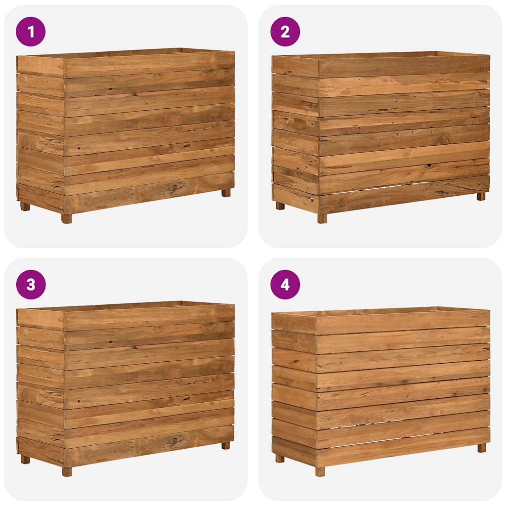 Hochbeet 100x40x72 cm Teak Altholz und Stahl