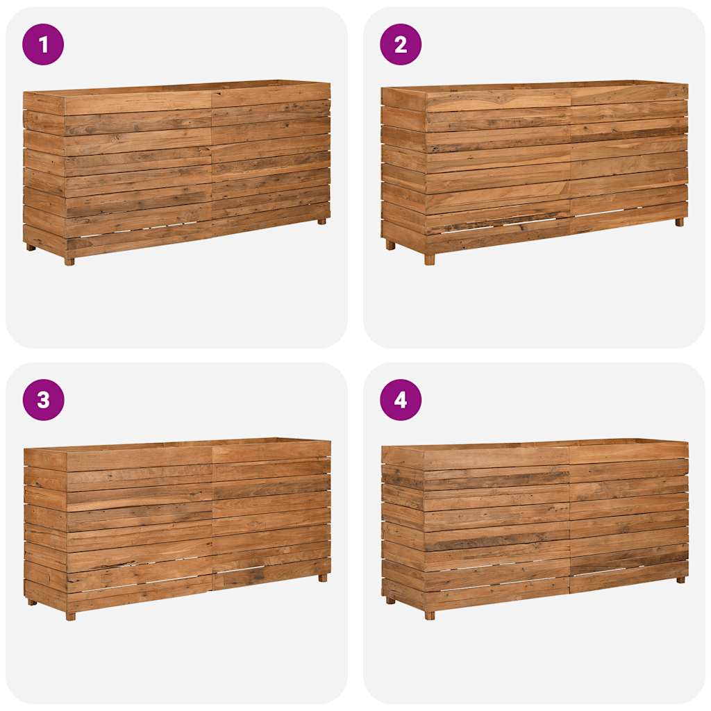 Hochbeet 150x40x72 cm Teak Altholz und Stahl