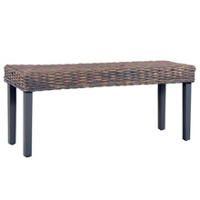 Sitzbank 110 cm Grau Natur Kubu-Rattan und Massivholz Mahagoni