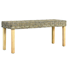 Sitzbank 110 cm Natur Kubu-Rattan und Massivholz Mahagoni