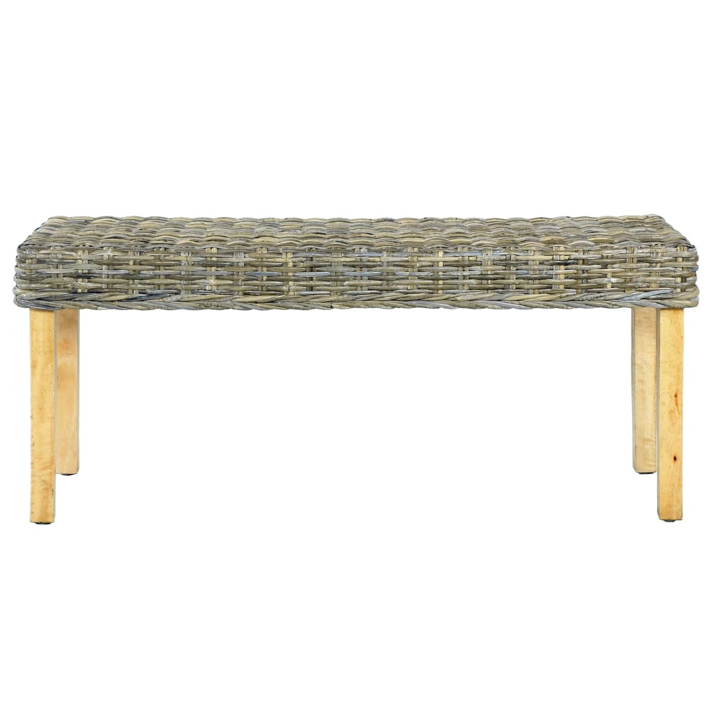 Sitzbank 110 cm Natur Kubu-Rattan und Massivholz Mahagoni