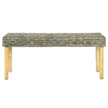 Sitzbank 110 cm Natur Kubu-Rattan und Massivholz Mahagoni