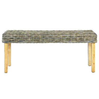 Sitzbank 110 cm Natur Kubu-Rattan und Massivholz Mahagoni