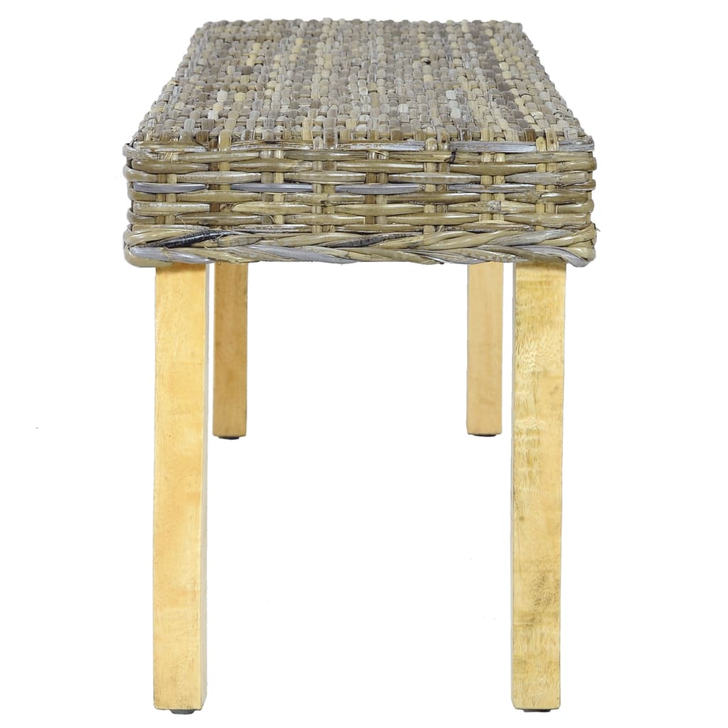 Sitzbank 110 cm Natur Kubu-Rattan und Massivholz Mahagoni
