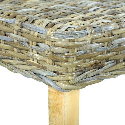 Sitzbank 110 cm Natur Kubu-Rattan und Massivholz Mahagoni