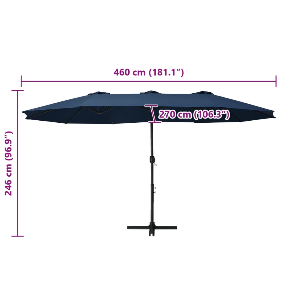 Sonnenschirm mit Aluminium-Mast 460x270 cm Blau