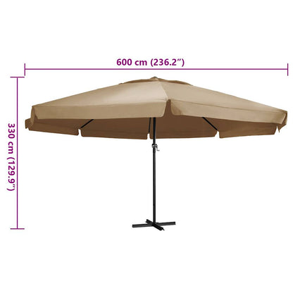 Sonnenschirm mit Aluminium-Mast 600 cm Taupe