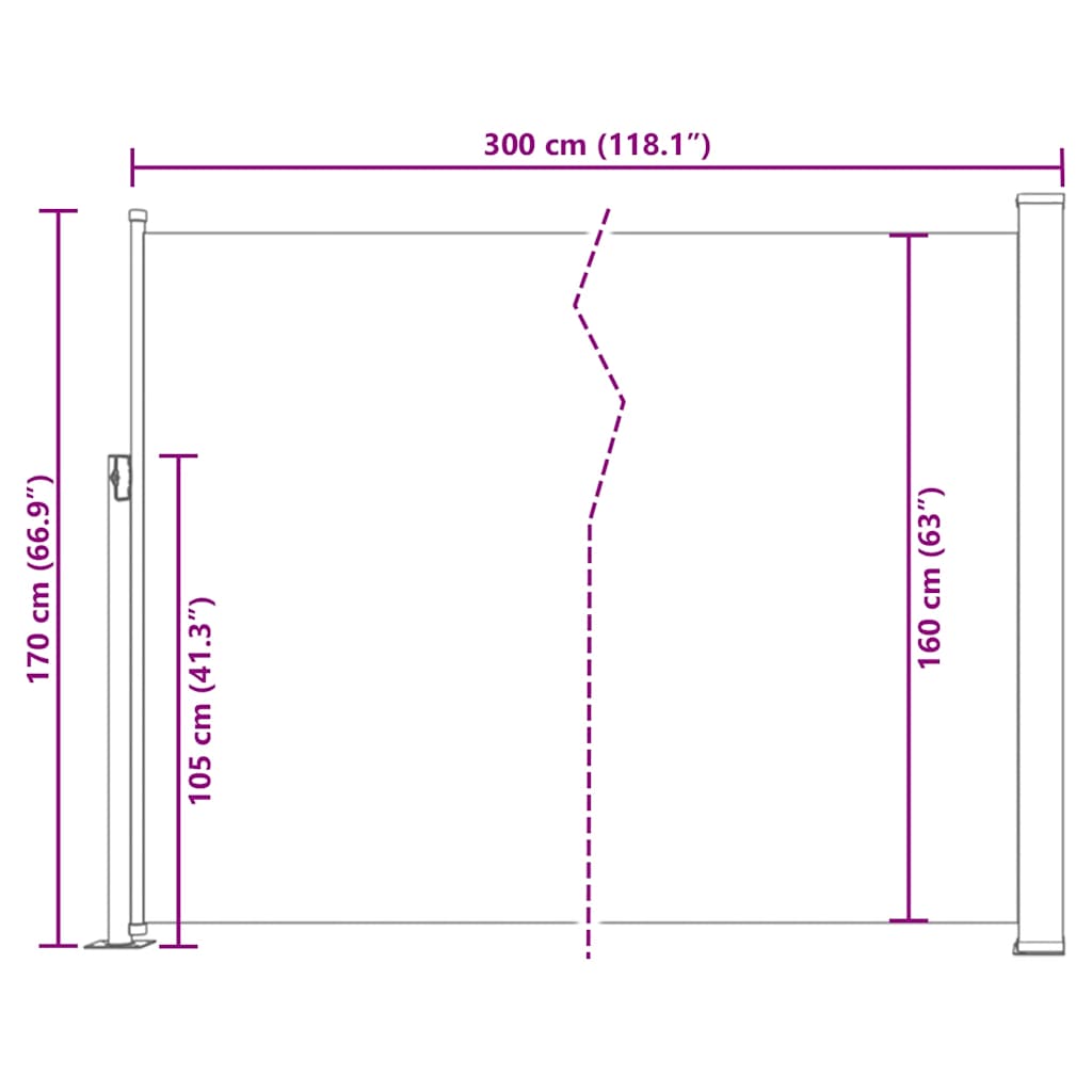 Ausziehbare Seitenmarkise 170×300 cm Braun