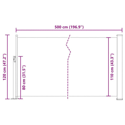 Ausziehbare Seitenmarkise 120×500 cm Grau
