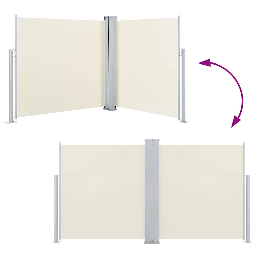 Ausziehbare Seitenmarkise Doppelt 170 x 600 cm Creme