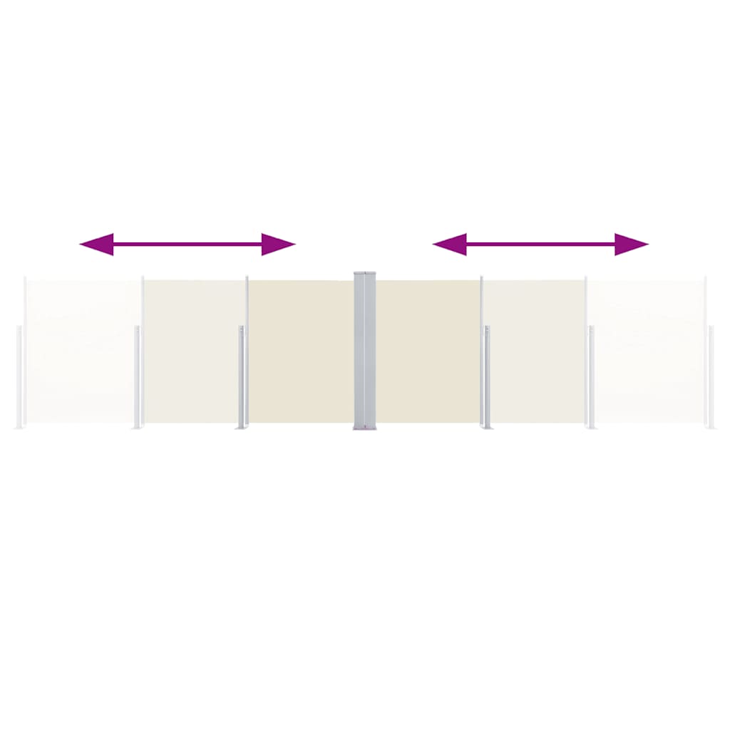 Ausziehbare Seitenmarkise Doppelt 170 x 600 cm Creme