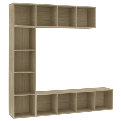3-tlg. Bücher-/TV-Schrank Set Sonoma-Eiche 180x30x180 cm