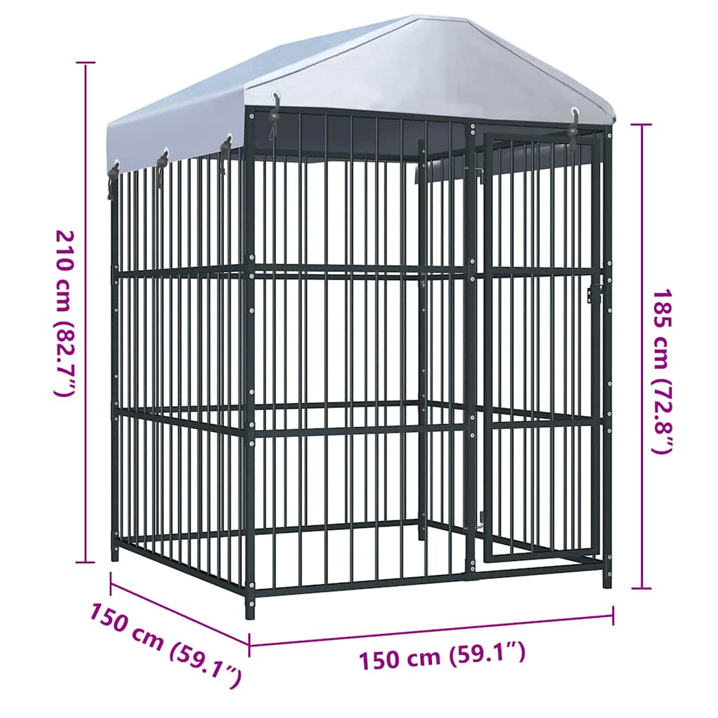 Outdoor-Hundezwinger mit Überdachung 150 x 150 x 200 cm