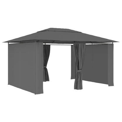 Gartenpavillon mit Vorhängen 4 x 3 m Anthrazit
