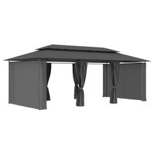 Pavillon mit Vorhängen 600x298x270 cm Anthrazit