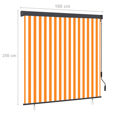 Außenrollo 160x250 cm Weiß und Orange