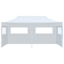 Pop-Up Partyzelt mit Seitenwänden Faltbar 3x6 m Stahl Weiß