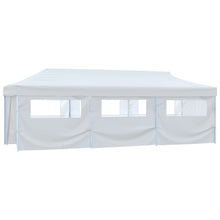 Pop-Up Partyzelt Faltbar mit 8 Seitenwänden 3x9 m Weiß