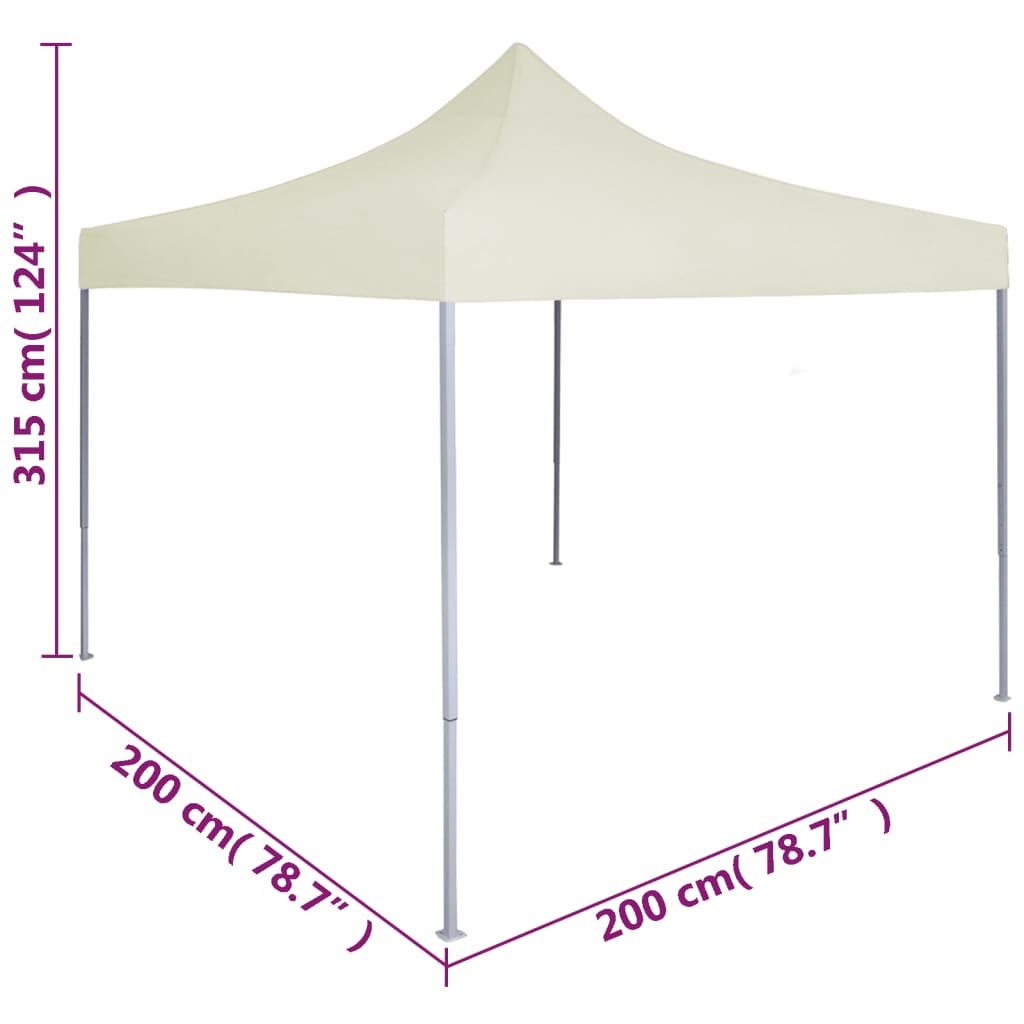 Profi-Partyzelt Faltbar 2×2 m Stahl Creme