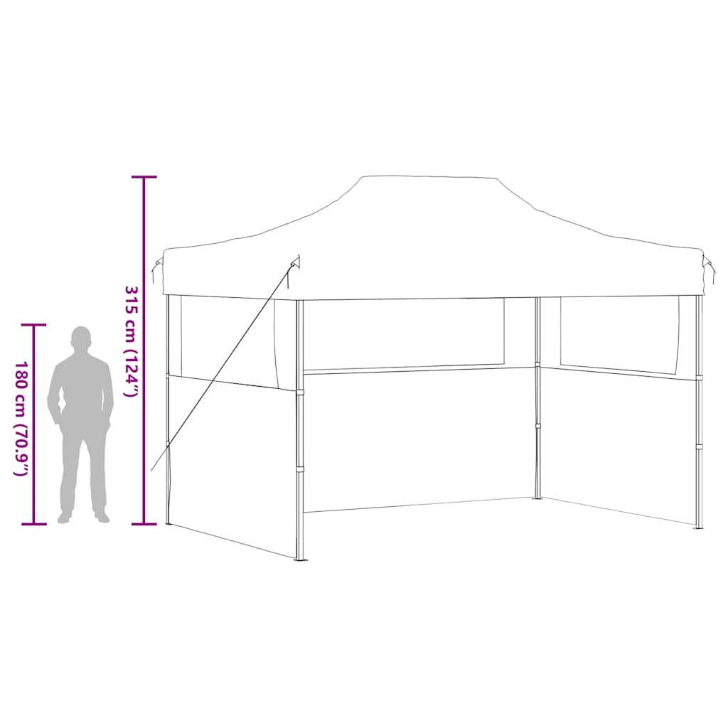 Profi-Partyzelt Faltbar mit 3 Seitenwänden 3×4m Stahl Creme