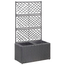 Hochbeet mit Rankgitter 2 Töpfe 58×30×107cm Poly Rattan Schwarz