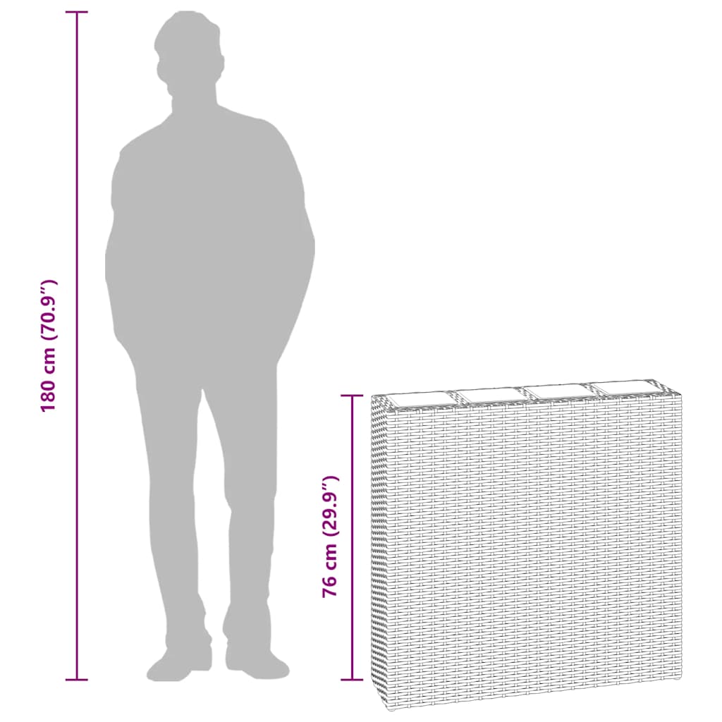 Garten-Hochbeet mit 4 Töpfen 2 Stk. Poly Rattan Braun