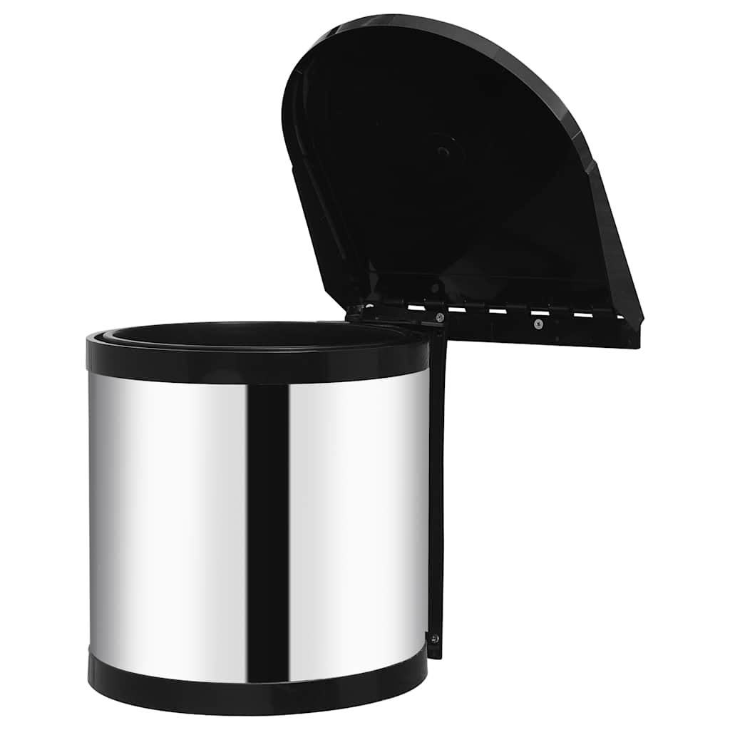 Küchen-Einbau-Mülleimer Edelstahl 8 L Schwarz und Silber 27 x 29 cm