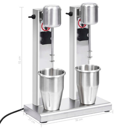 Milchshake-Mixer mit zwei Bechern Edelstahl 2 L