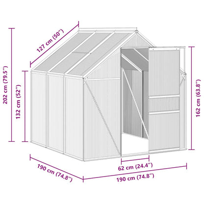 Gewächshaus mit Fundament Anthrazit Aluminium 3,61 m²
