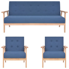 3-tlg. Sofagarnitur Stoff Blau
