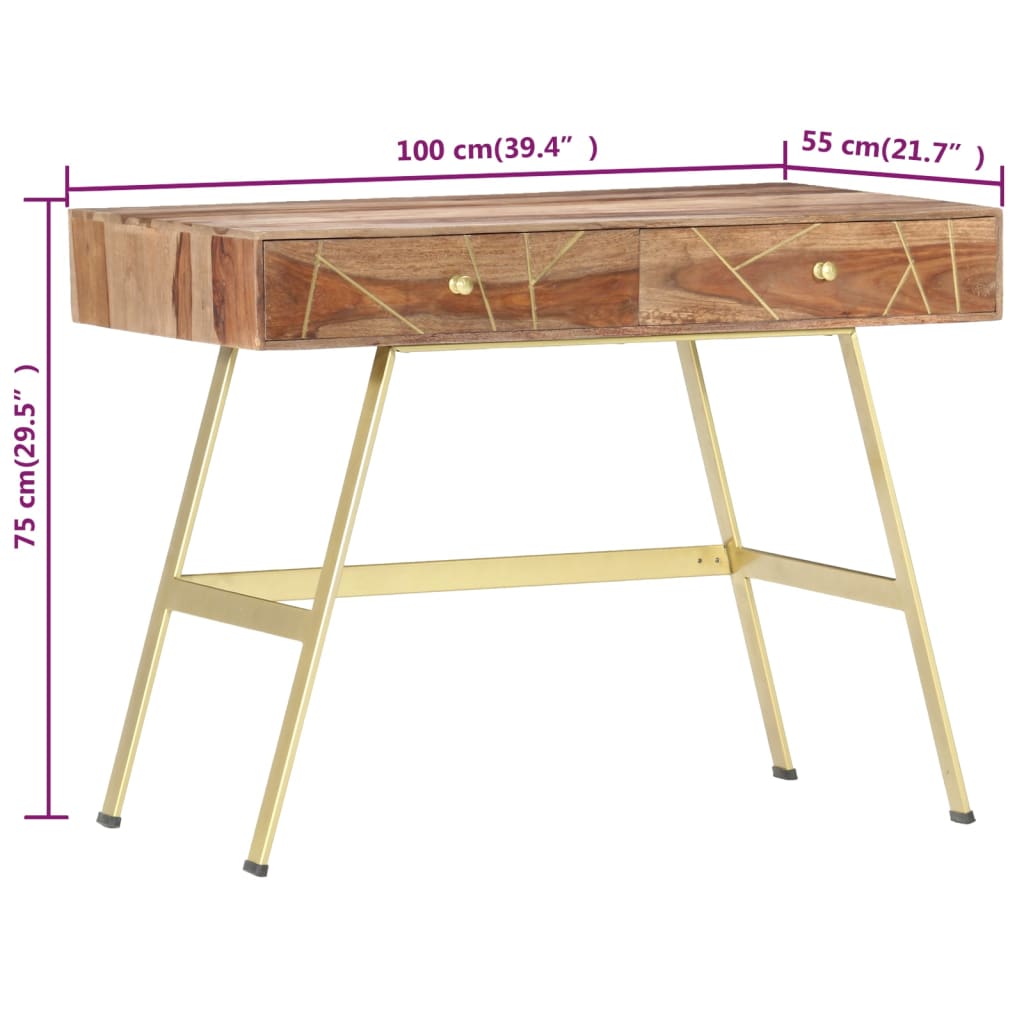 Schreibtisch mit Schubladen 100x55x75 cm Massivholz Akazie