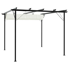 Pergola mit Versenkbarem Dach Cremeweiß 3x3 m Stahl
