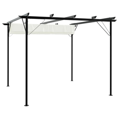 Pergola mit Versenkbarem Dach Cremeweiß 3x3 m Stahl