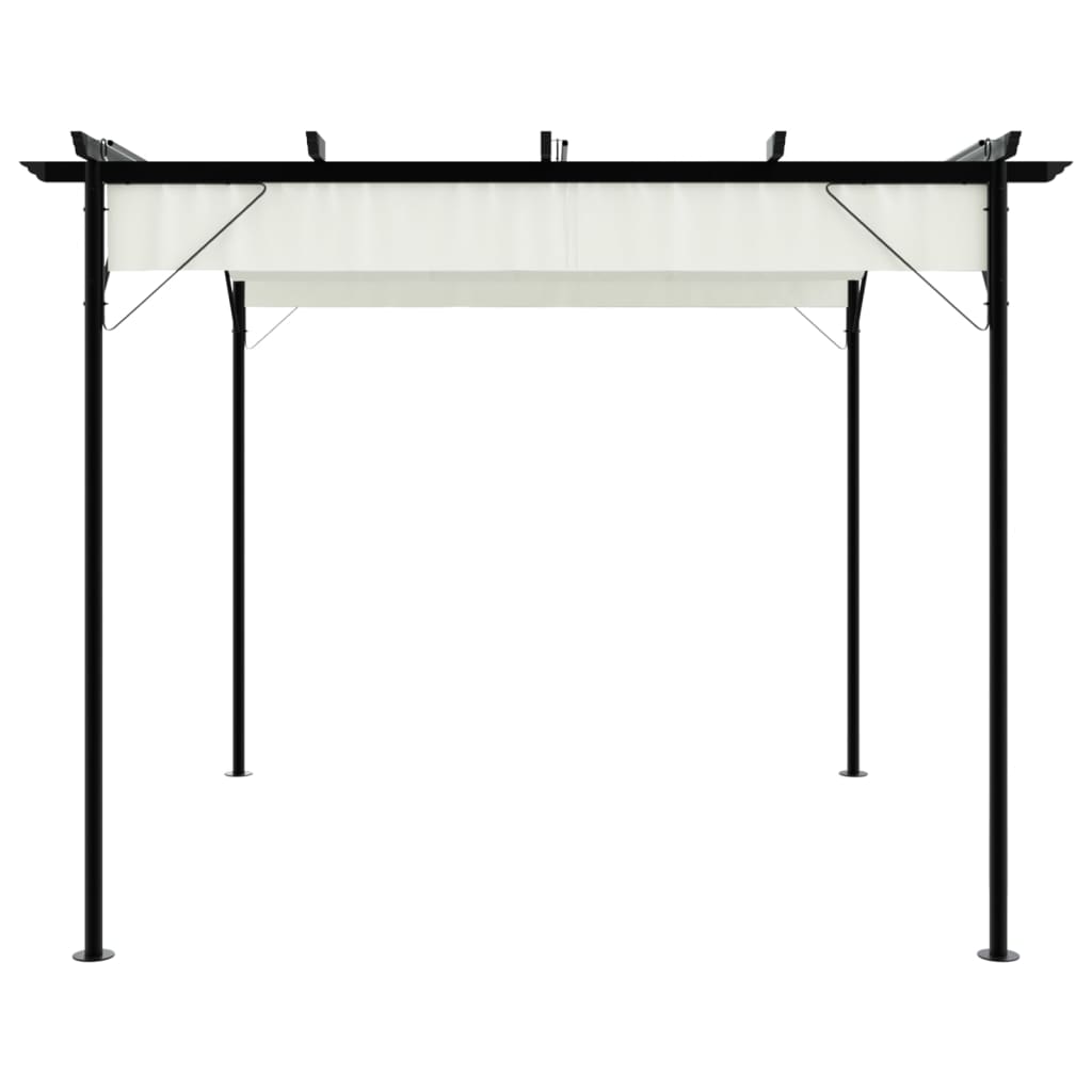 Pergola mit Versenkbarem Dach Cremeweiß 3x3 m Stahl