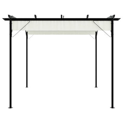 Pergola mit Versenkbarem Dach Cremeweiß 3x3 m Stahl