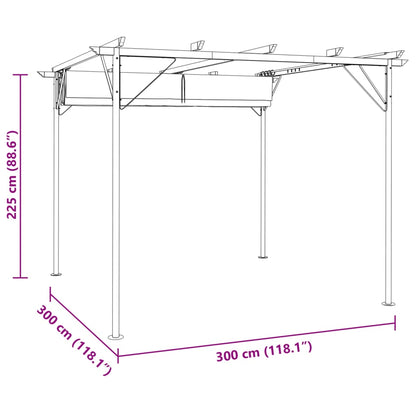 Pergola mit Versenkbarem Dach Cremeweiß 3x3 m Stahl