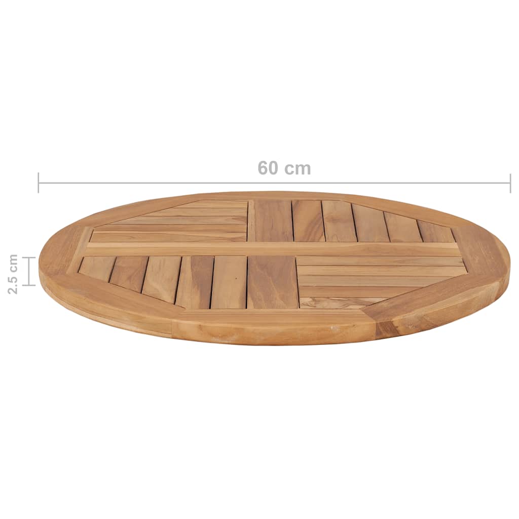 Tischplatte Massivholz Teak Rund 2,5 cm 60 cm