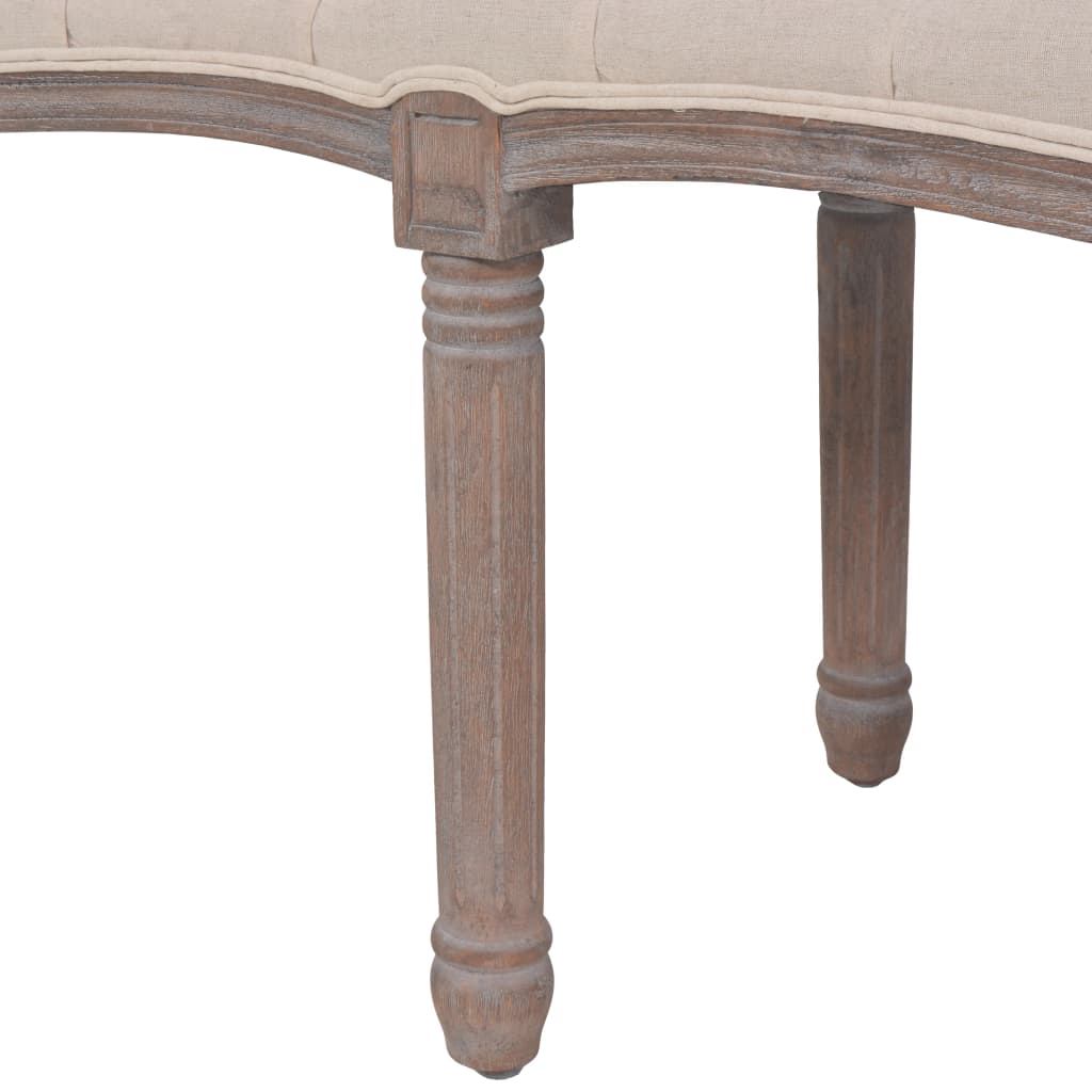 Sitzbank Stoff Massivholz 150x40x48 cm Cremeweiß