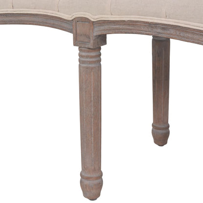 Sitzbank Stoff Massivholz 150x40x48 cm Cremeweiß