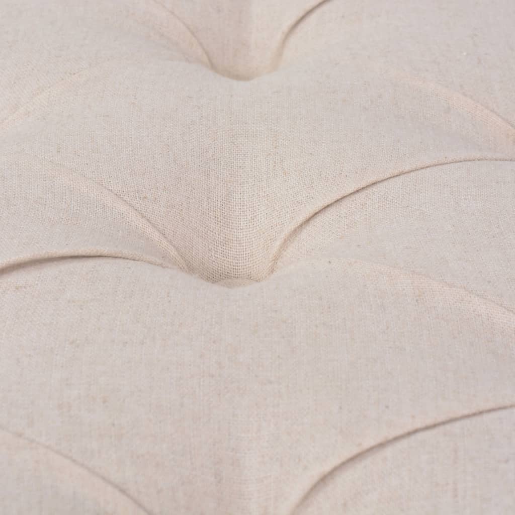 Sitzbank Stoff Massivholz 150x40x48 cm Cremeweiß