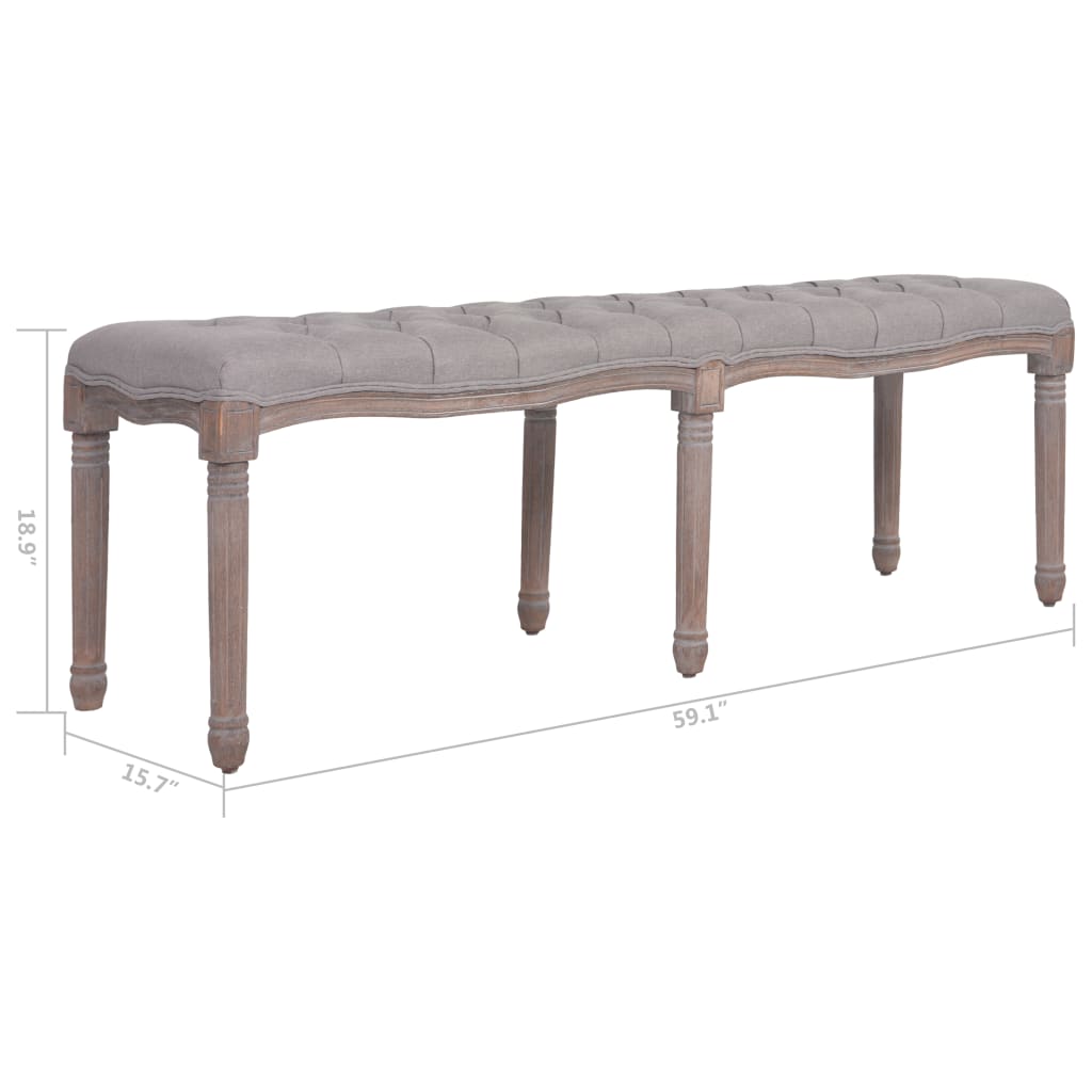 Sitzbank Stoff Massivholz 150x40x48 cm Cremeweiß